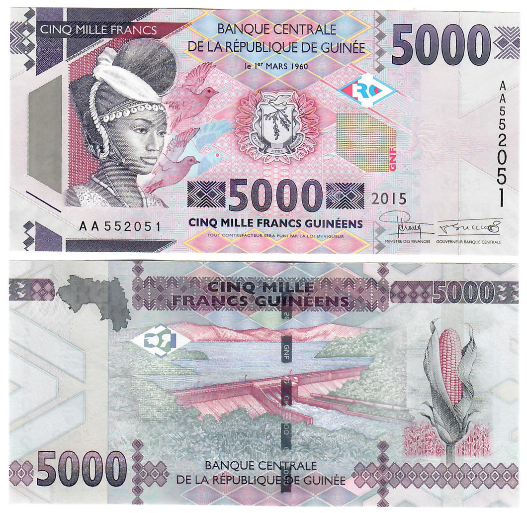 Guinea 5000 Francs 2015 UNC 