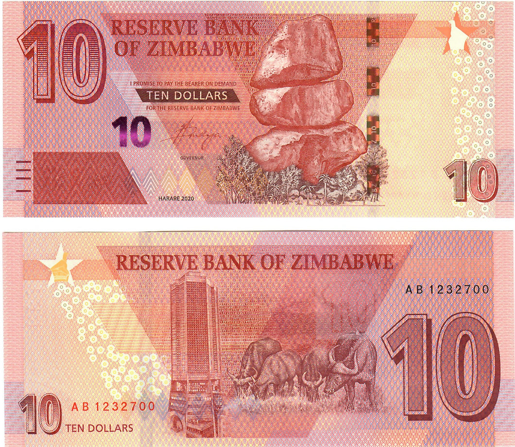 Zimbabwe 10 Dollars 2020 UNC