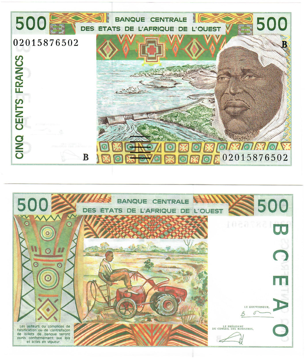 Benin 500 Francs 2002 UNC Francs CFA West African States