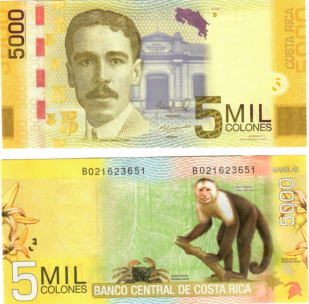 Costa Rica 5000 Colones 2009 (2012) UNC