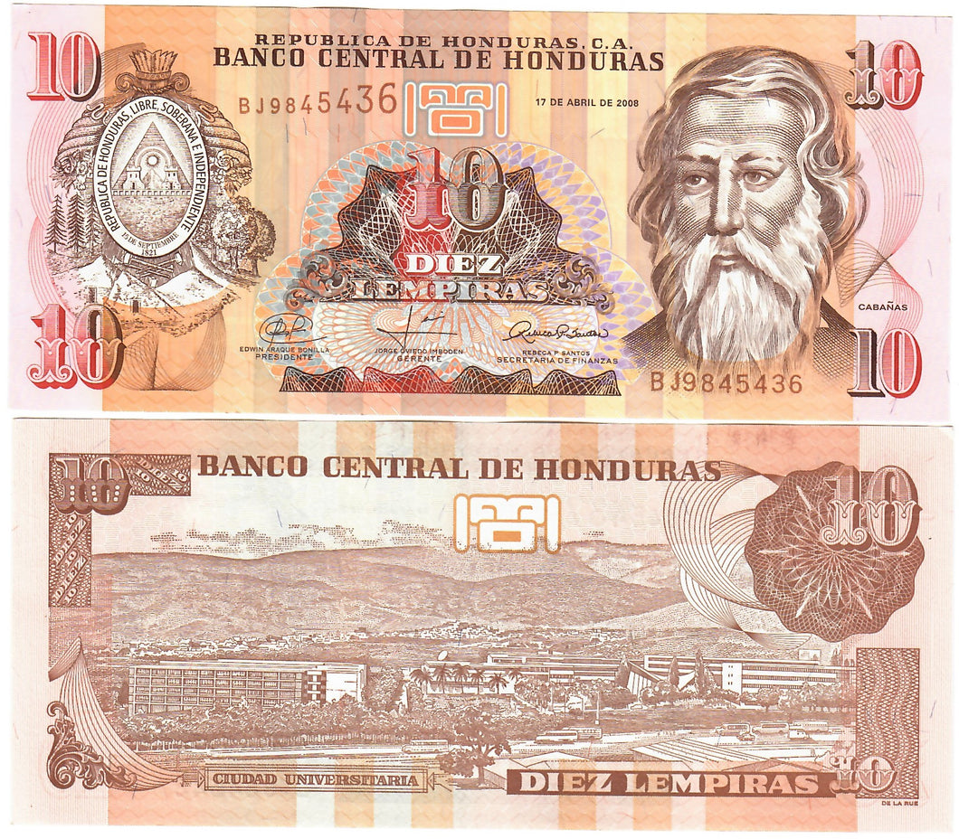 Honduras 10 Lempiras 2008 UNC