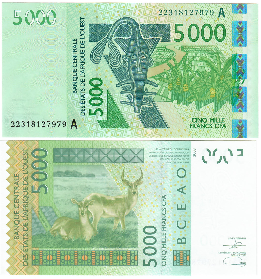 Ivory Coast (Côte d'Ivoire) 5000 Francs CFA 2003 (2022) 