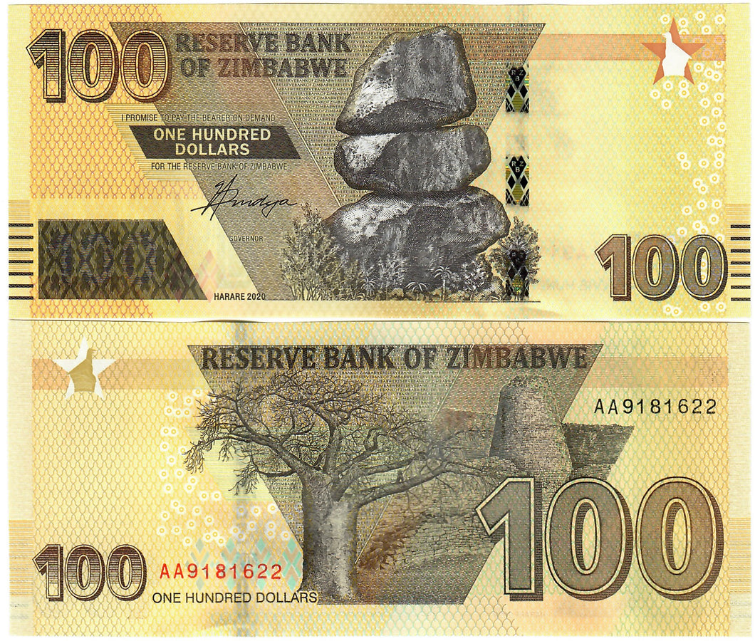 Zimbabwe 100 Dollars 2020 (2022) UNC