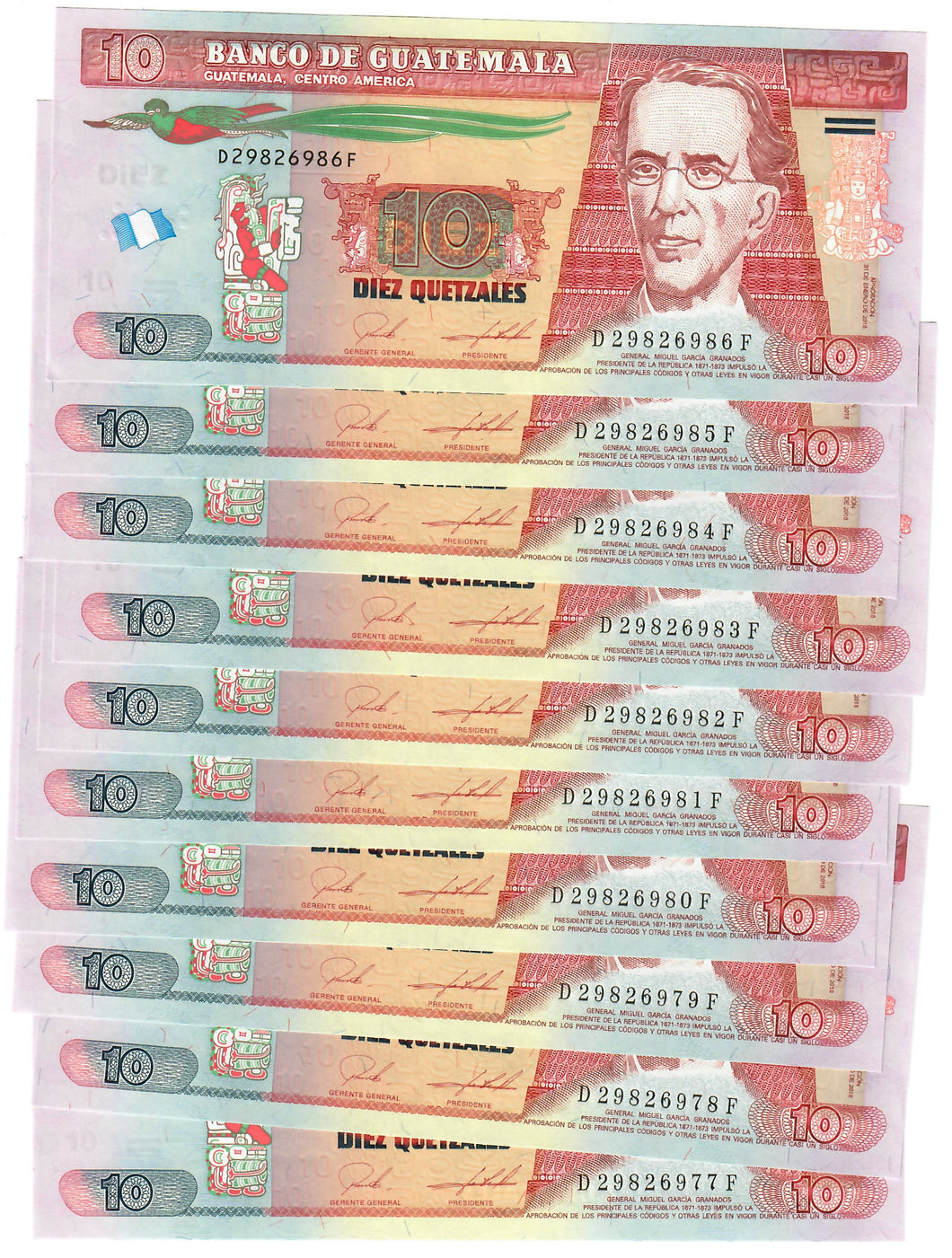 Guatemala 10x 10 Quetzales 2018 UNC