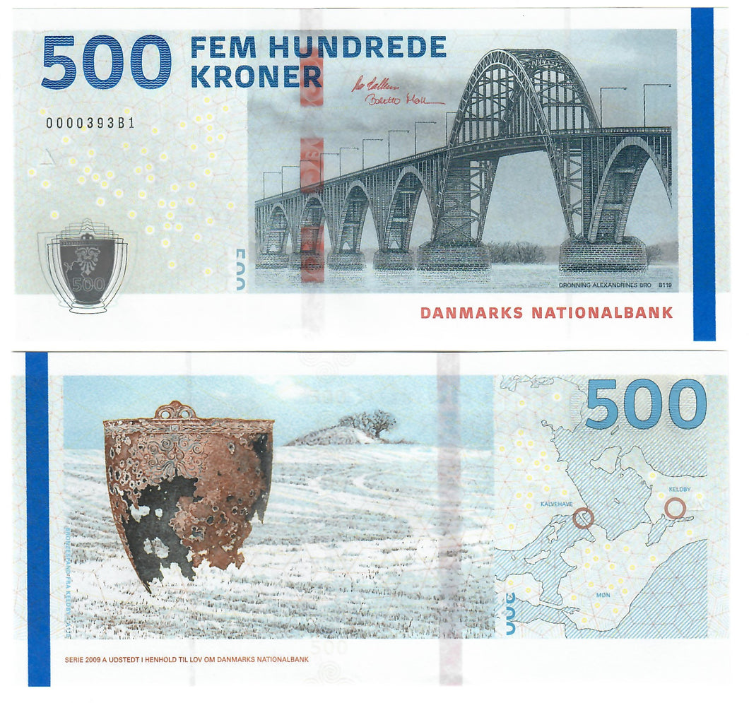 Denmark 500 Kroner 2009A (2020) UNC LOW NUMBER Callesen/Moller