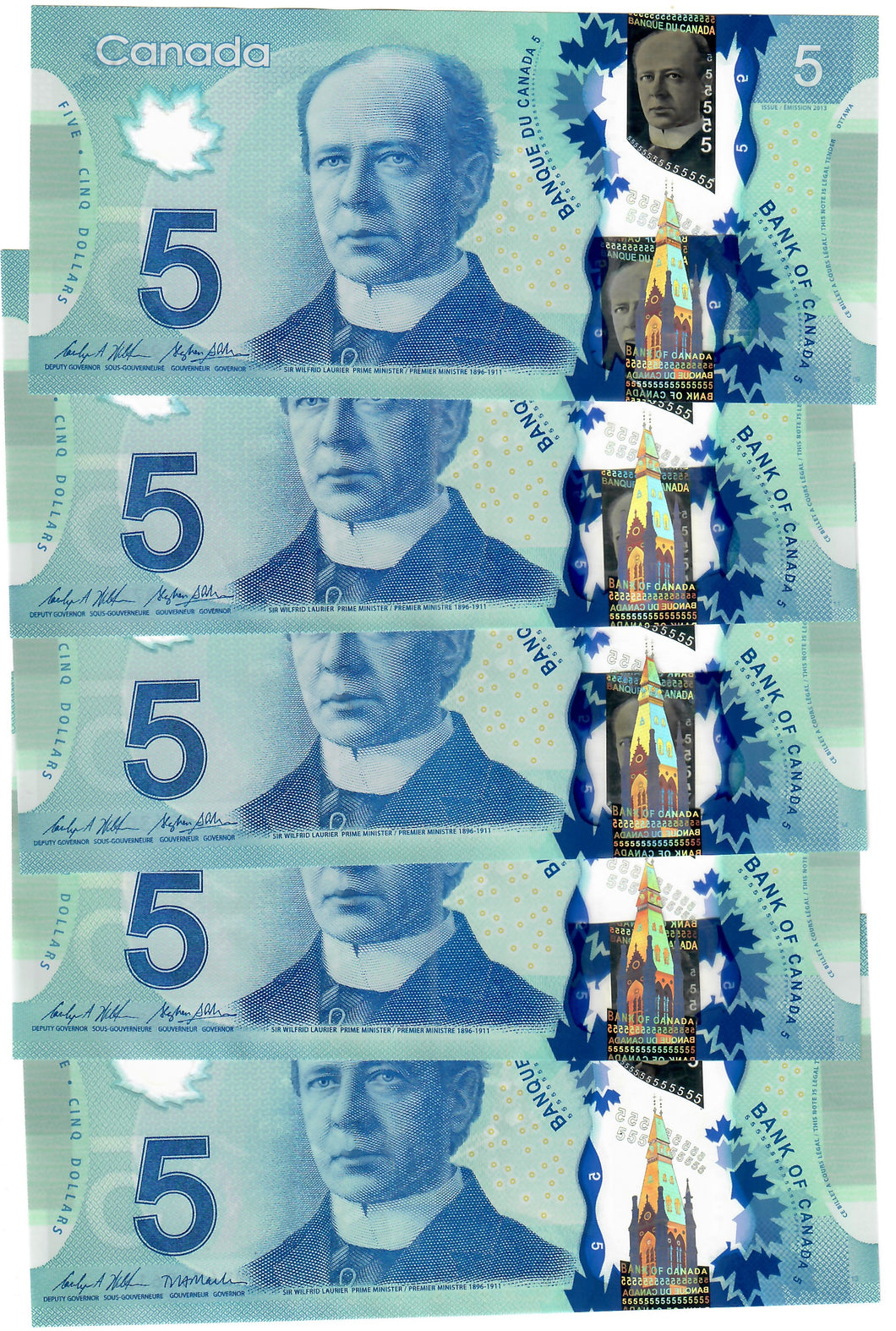 Canada 5x 5 Dollars 2013 EF/AU INA/B/C/D/E 