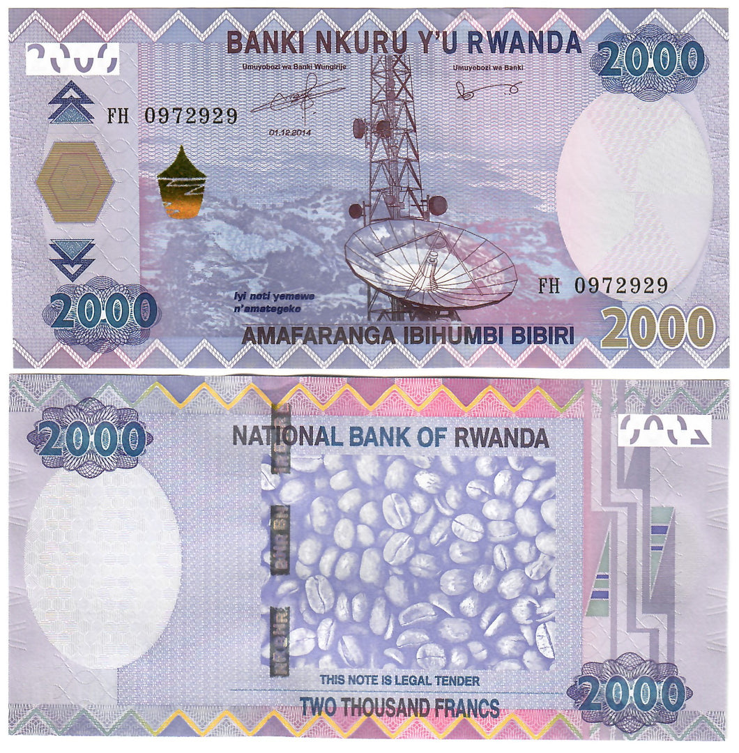 Rwanda 2000 Francs 2014 UNC