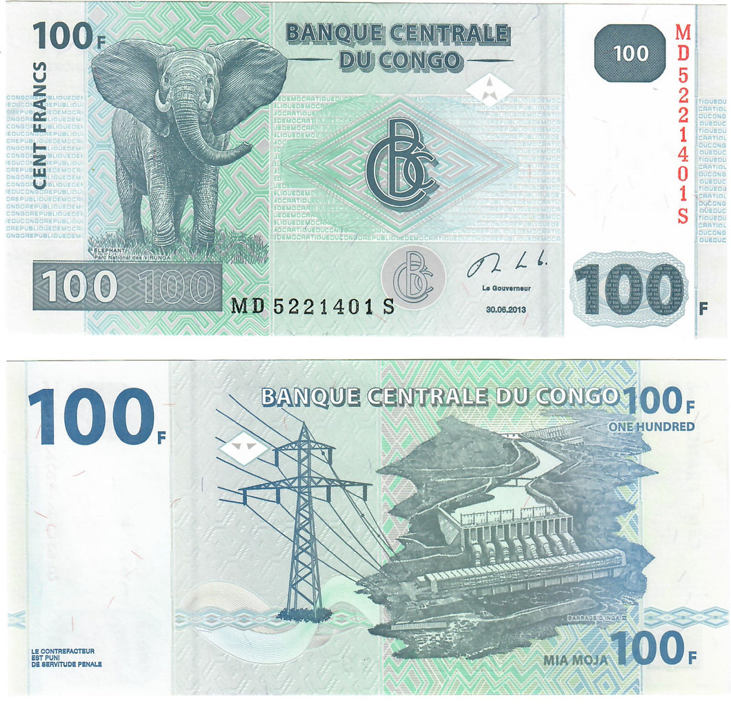 Democratic Republic of Congo 100 Francs 2013 UNC