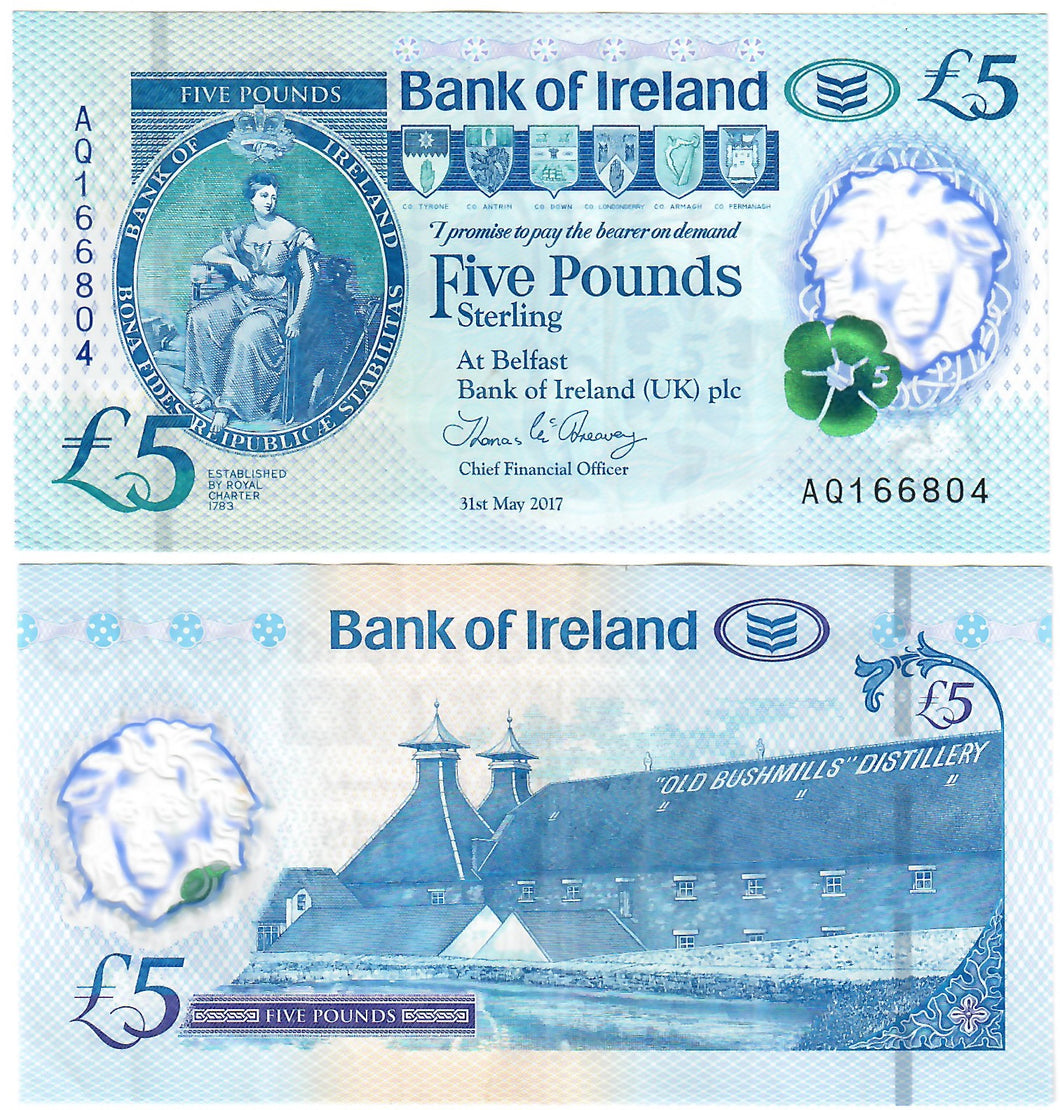 Northern Ireland 5 Pounds 2017 EF Bank of Ireland