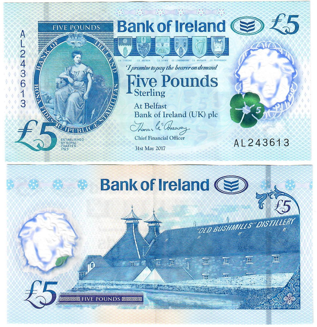 Northern Ireland 5 Pounds 2017 VF Bank of Ireland