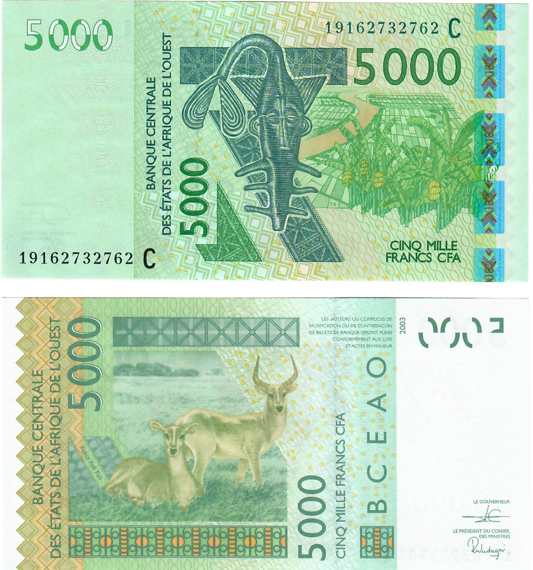 Burkina Faso (C) 5000 Francs 2003 (2019) UNC Francs CFA West African States