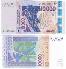 Load image into Gallery viewer, FULL SET West African States 500, 1000, 2000, 5000 &amp; 10000 Francs CFA 2012-2022 UNC
