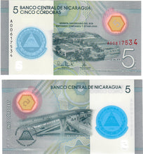 Load image into Gallery viewer, SET Nicaragua 5, 10, 20, 50 &amp; 100 Cordobas 2014-2019 UNC
