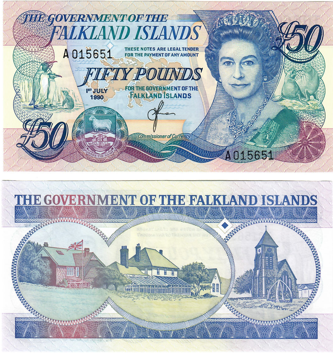 Falkland Islands 50 Pounds 1990 UNC
