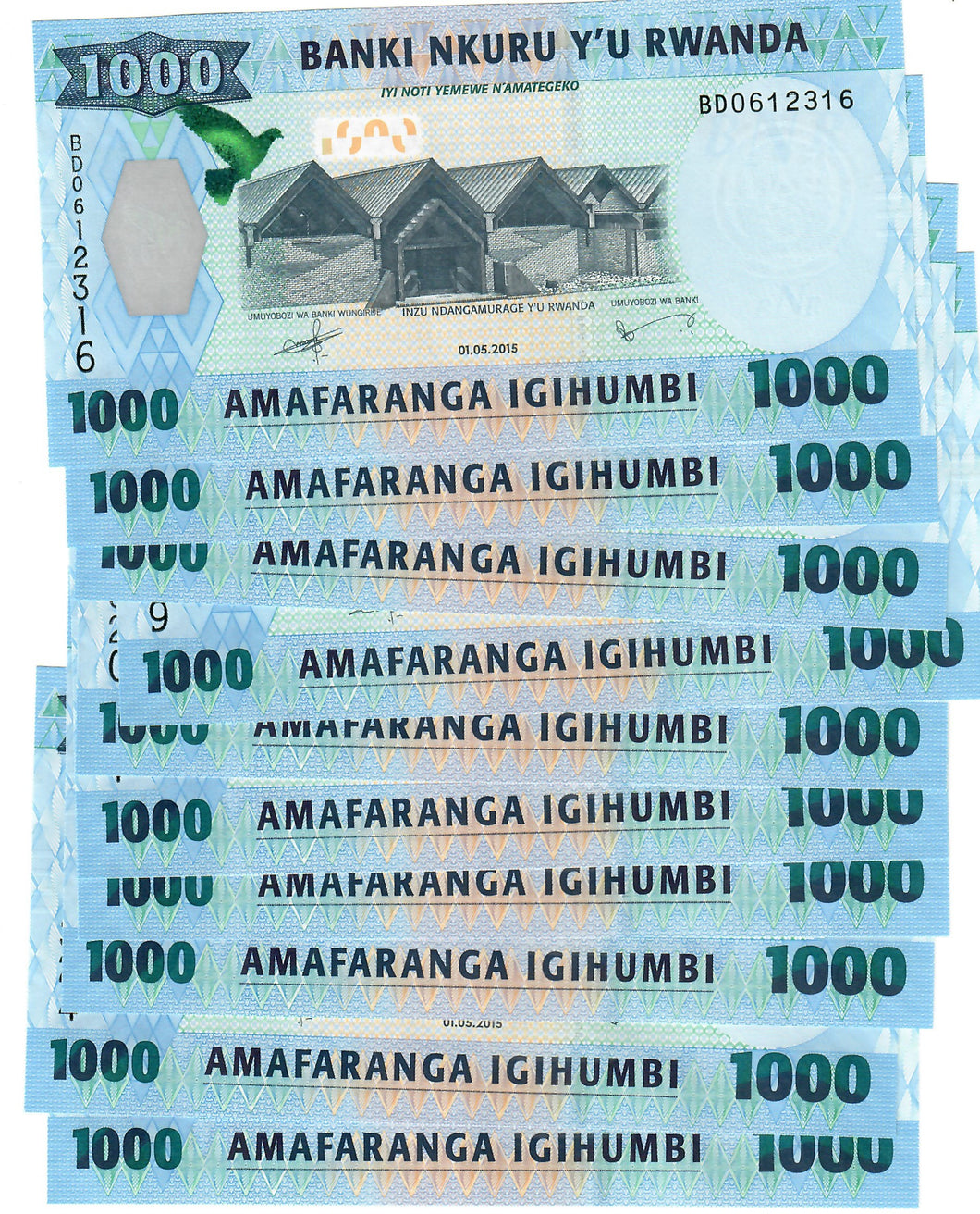 Rwanda 10x 1000 Francs 2015 UNC