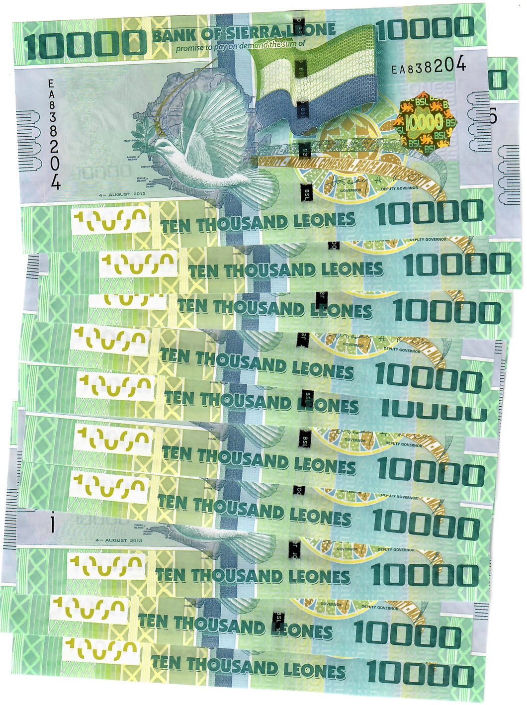 Sierra Leone 10x 10000 Leones 2013 UNC