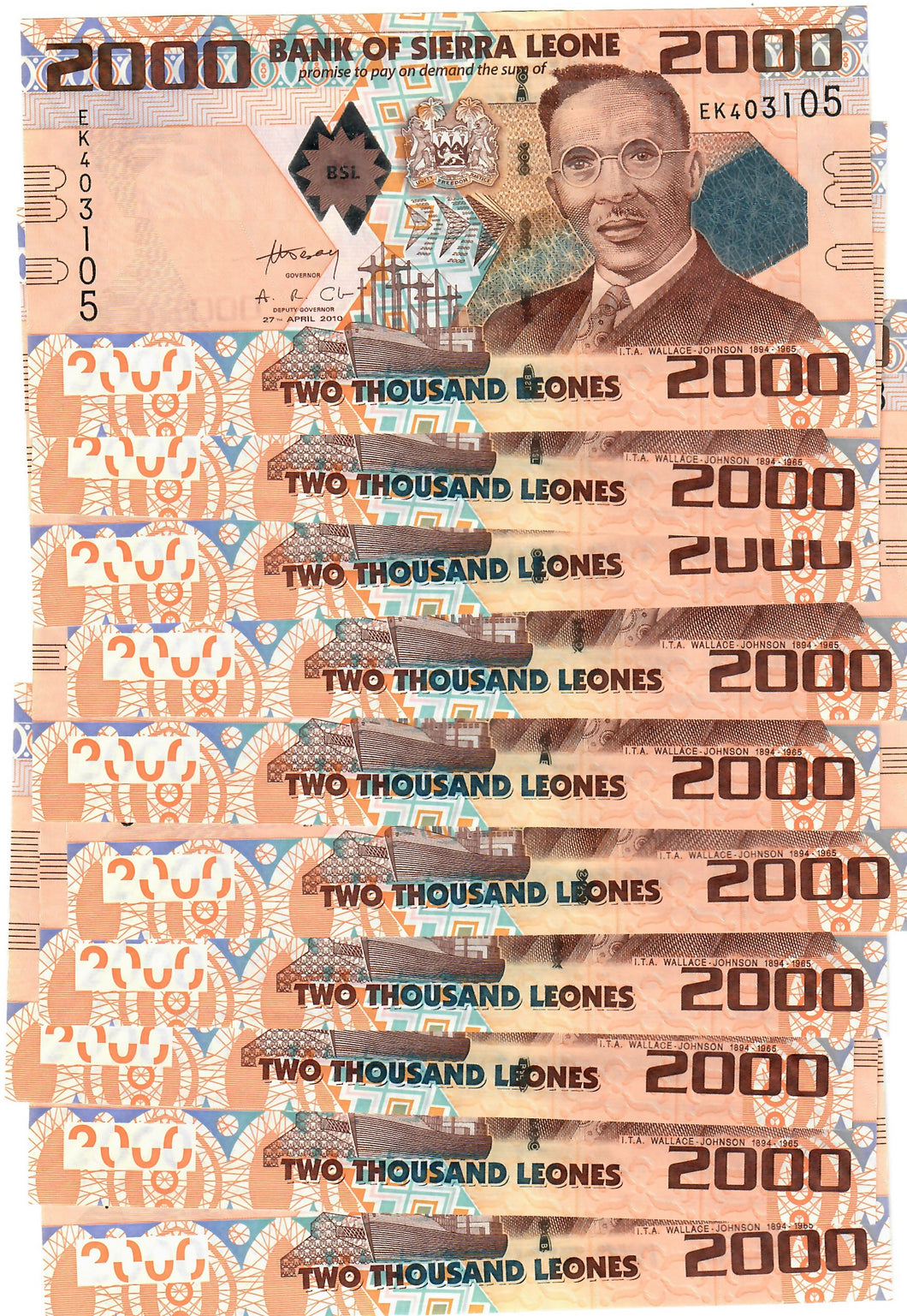 Sierra Leone 10x 2000 Leones 2010 UNC