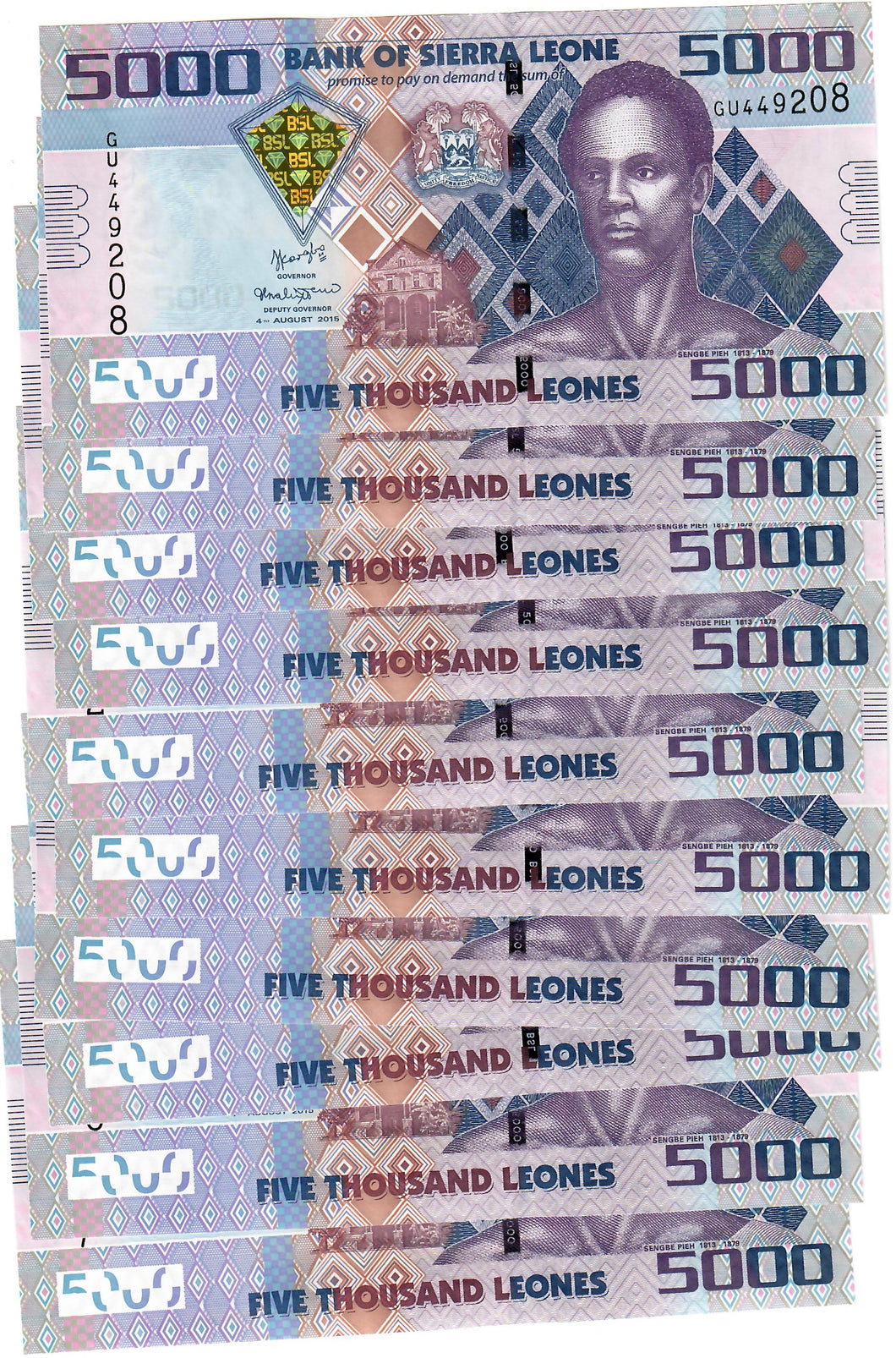 Sierra Leone 10x 5000 Leones 2015 UNC
