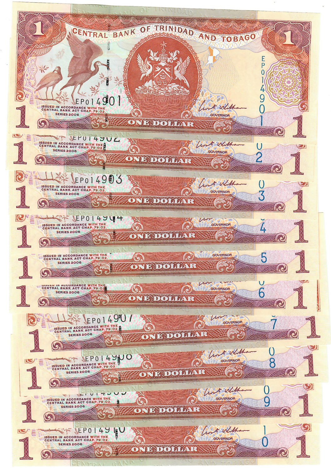Trinidad and Tobago 10x 1 Dollar 2006 UNC