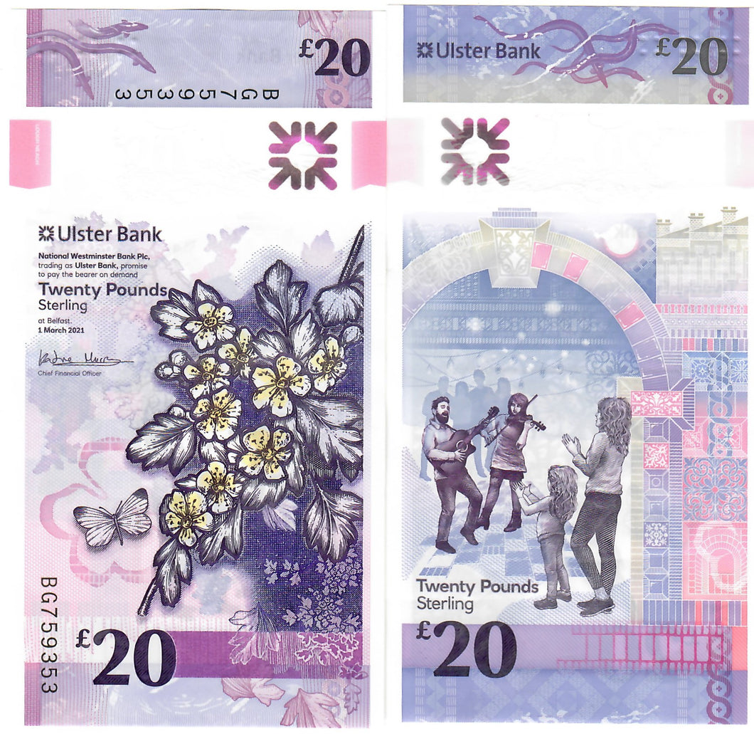 Northern Ireland 20 Pounds 2021 (March) EF Ulster Bank