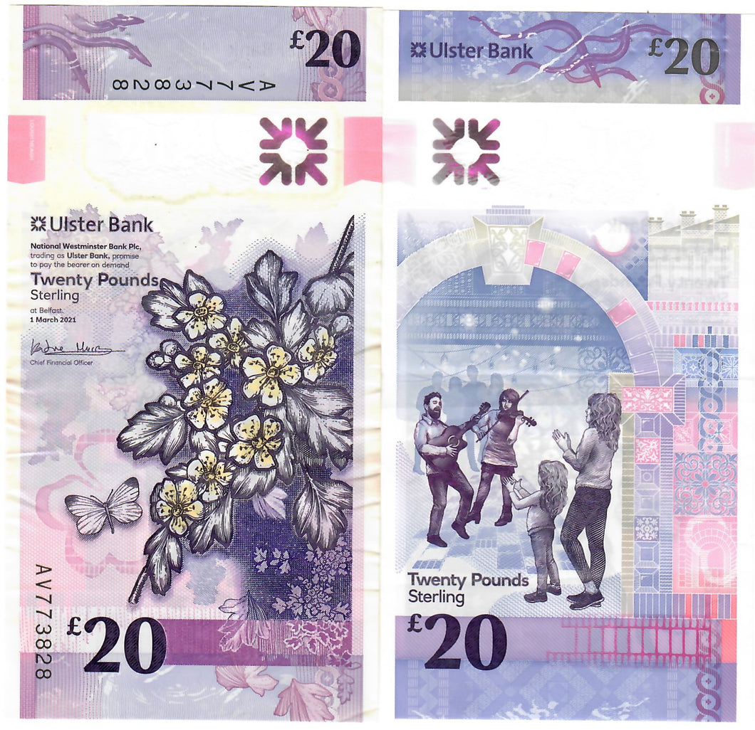 Northern Ireland 20 Pounds 2021 (March) VF Ulster Bank