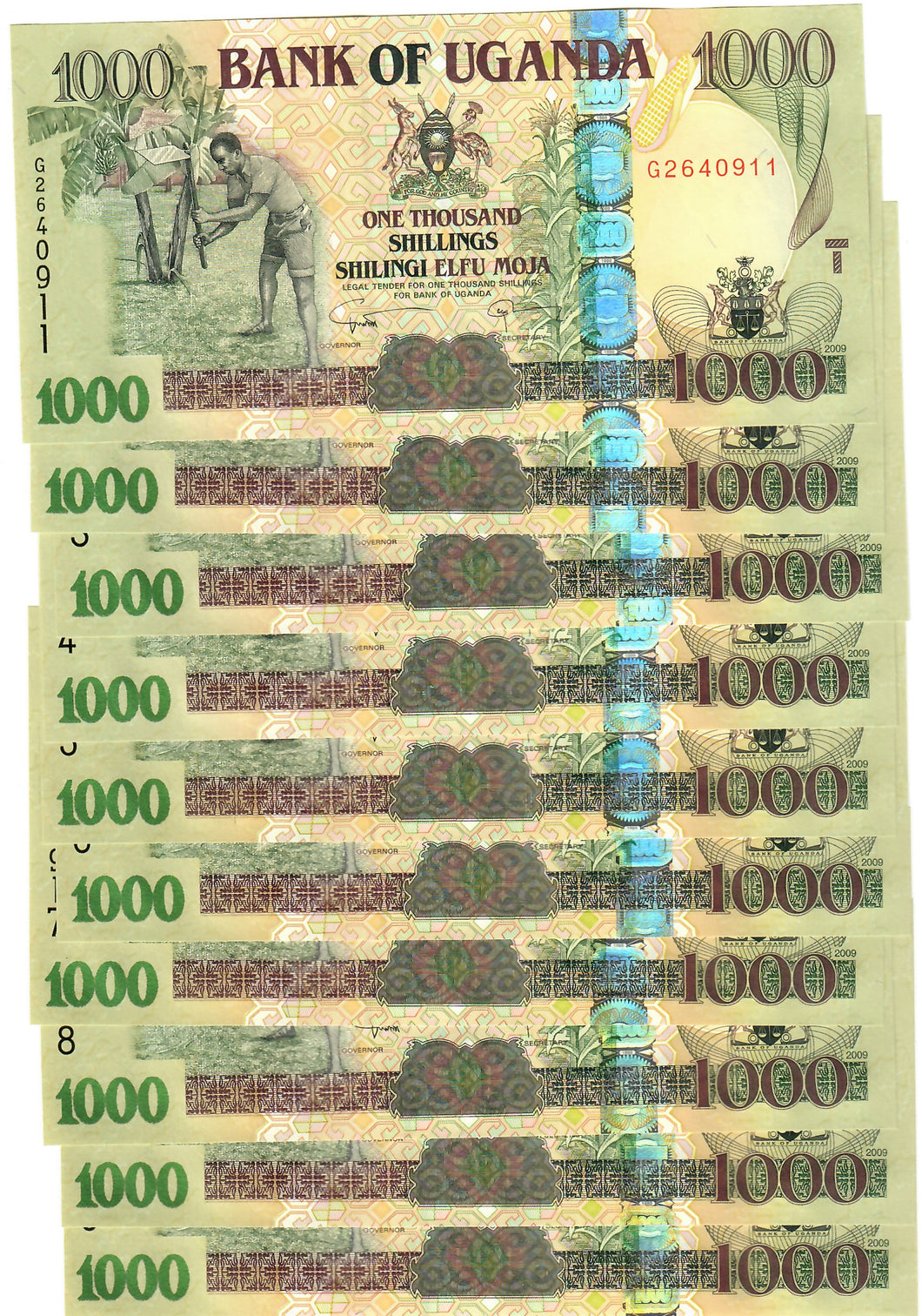 Uganda 10x 1000 Shillings 2009 UNC
