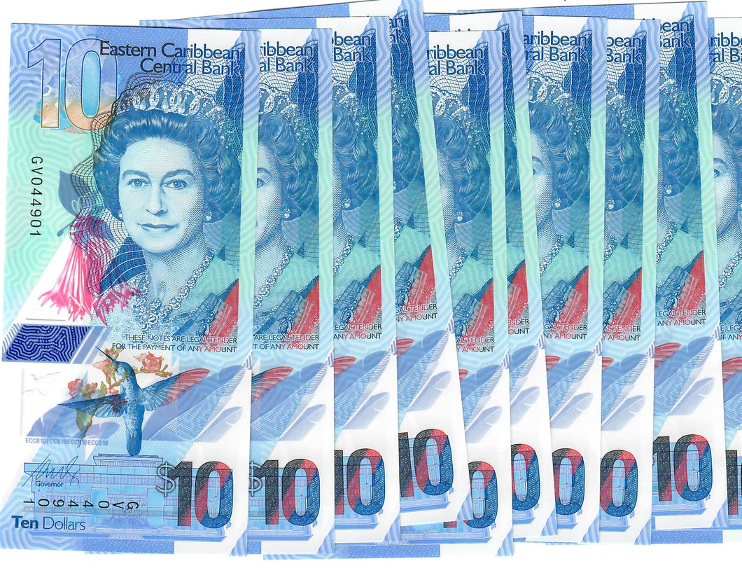 East Caribbean States 10x 10 Dollars 2019 UNC