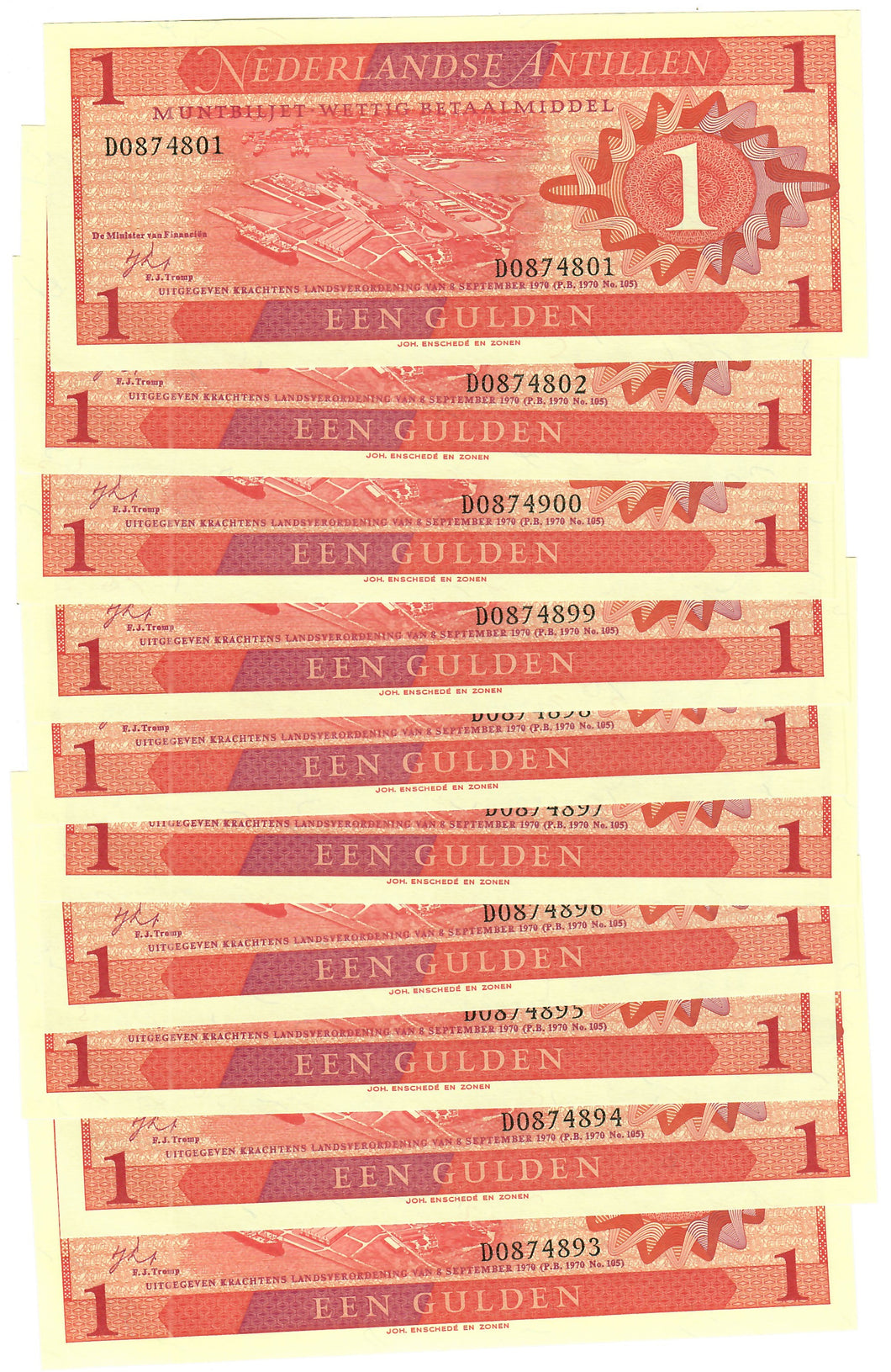 Netherlands Antilles 10x 1 Gulden 1970 UNC