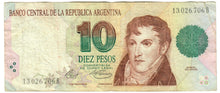 Load image into Gallery viewer, Argentina 10 Pesos Convertibles 1992 F
