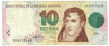 Load image into Gallery viewer, Argentina 10 Pesos Convertibles 1994 VG
