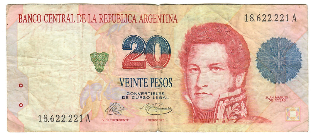 Argentina 20 Pesos Convertibles 1992 VG