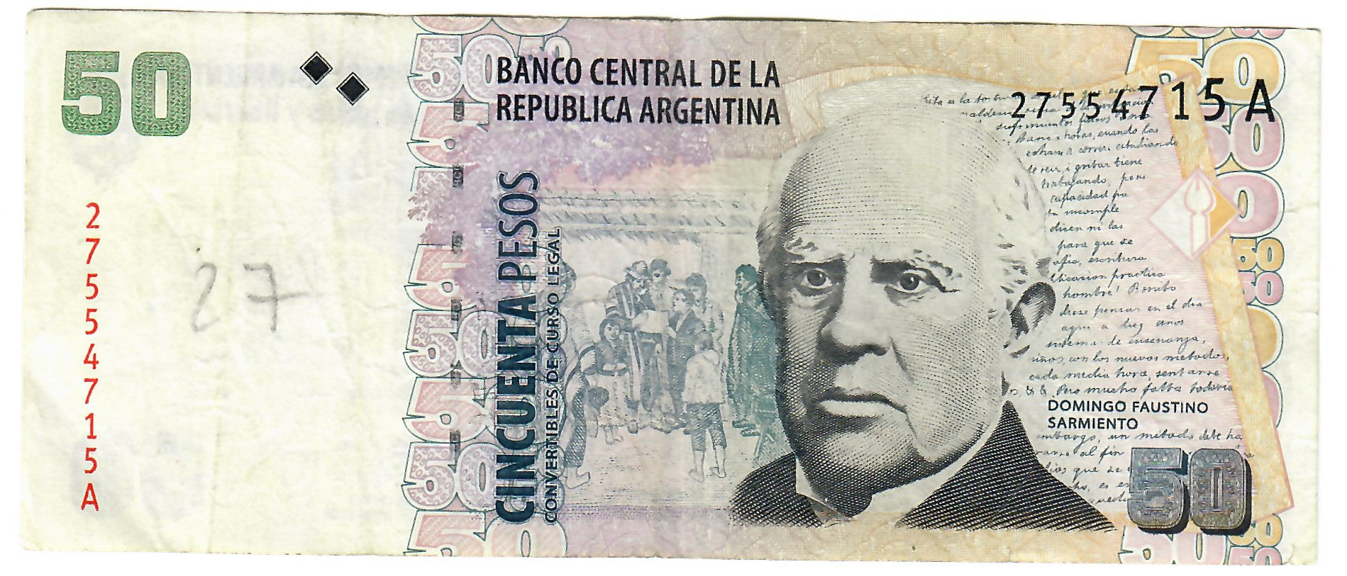 Argentina 50 Pesos Convertibles 1999 VF – Davenport-Banknotes-and-Coins