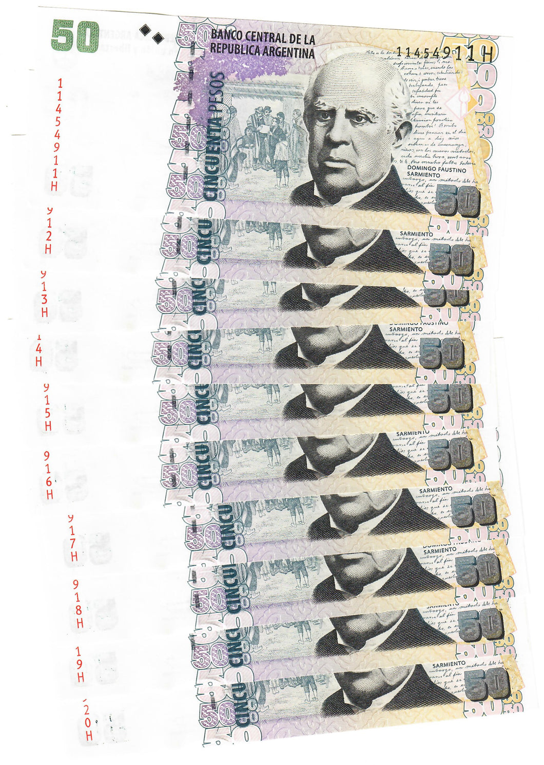 Argentina 10x 50 Pesos 2002 (2013) UNC
