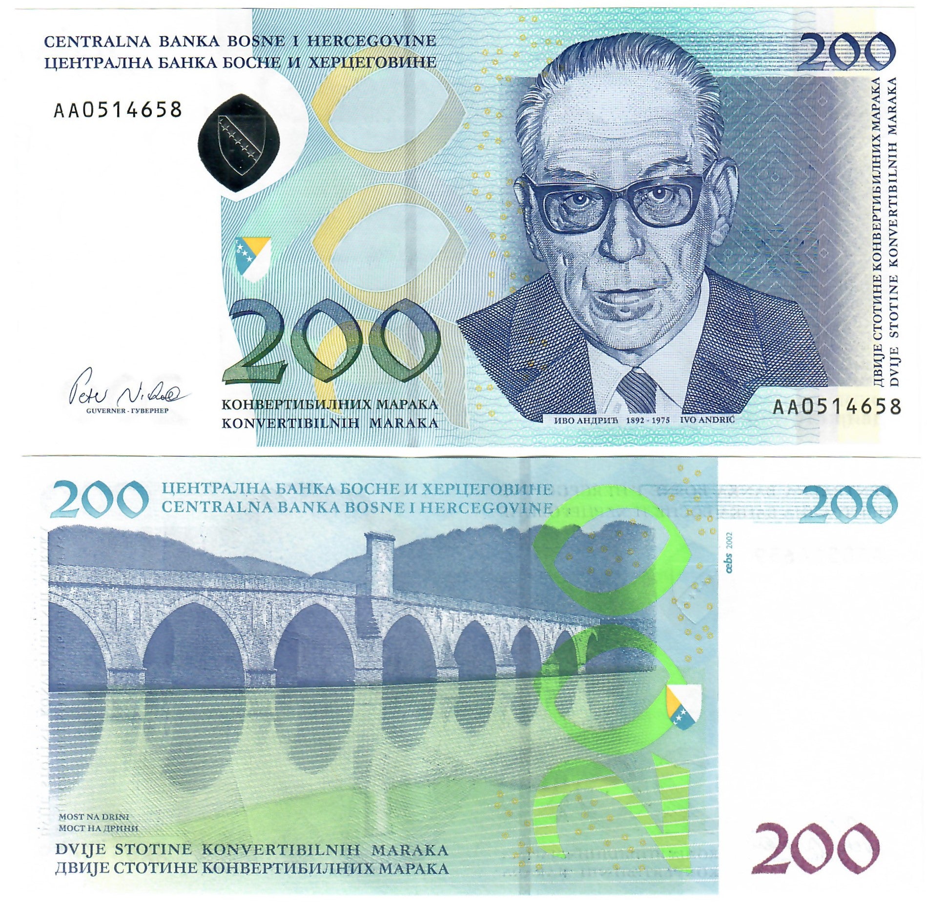 Bosnia 200 Convertible Marka 2002 UNC – Davenport-Banknotes-and-Coins