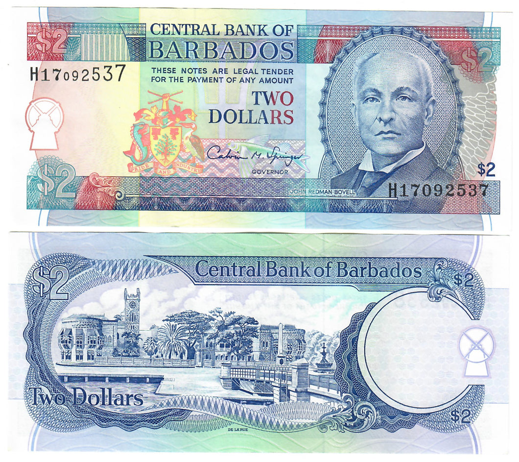 Barbados 2 Dollars 1993 aUNC 
