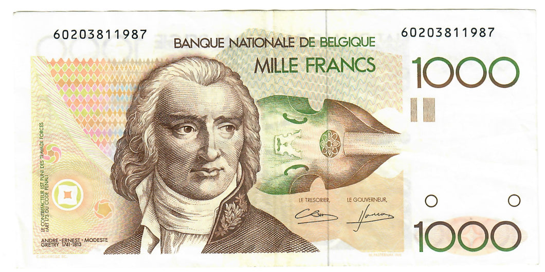 Belgium 1000 Francs (Frank) 1981 VF 