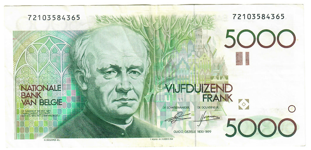 Belgium 5000 Francs (Frank) 1982 VF 