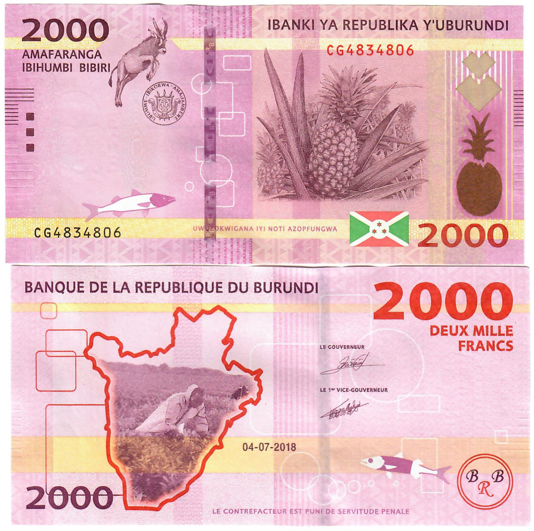 Burundi 2000 Francs 2018 UNC