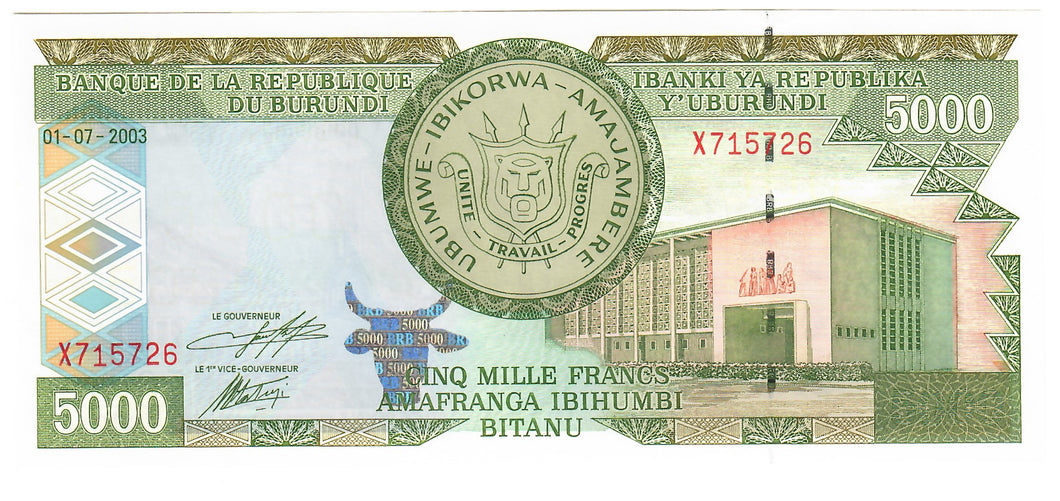 Burundi 5000 Francs 2003 UNC