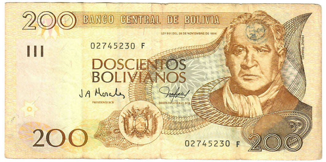 Bolivia 200 Bolivianos 1986 (2001) F