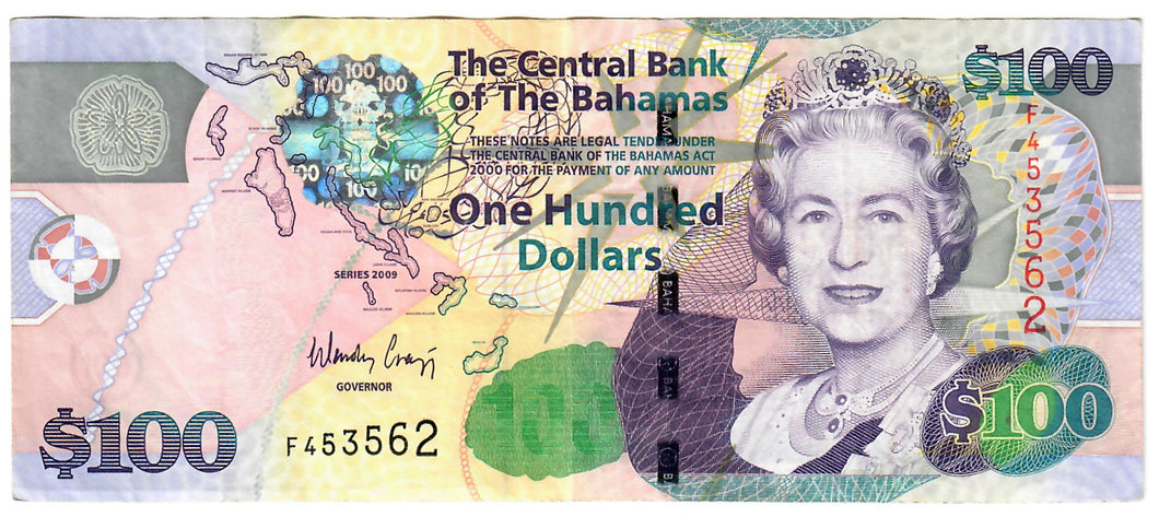 Bahamas 100 Dollars 2009 VF 