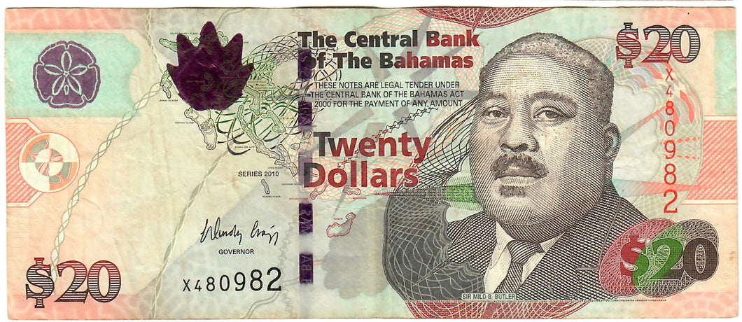 Bahamas 20 Dollars 2010 VG-VF