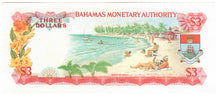 Load image into Gallery viewer, Bahamas 3 Dollars 1968 AUNC &quot;2 Signatures&quot;
