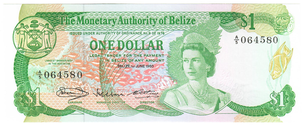 Belize 1 Dollar 1980 UNC