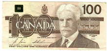 Load image into Gallery viewer, Canada 100 Dollars 1988 VF &quot;BJI&quot; Bonin-Thiessen RADAR 8018108
