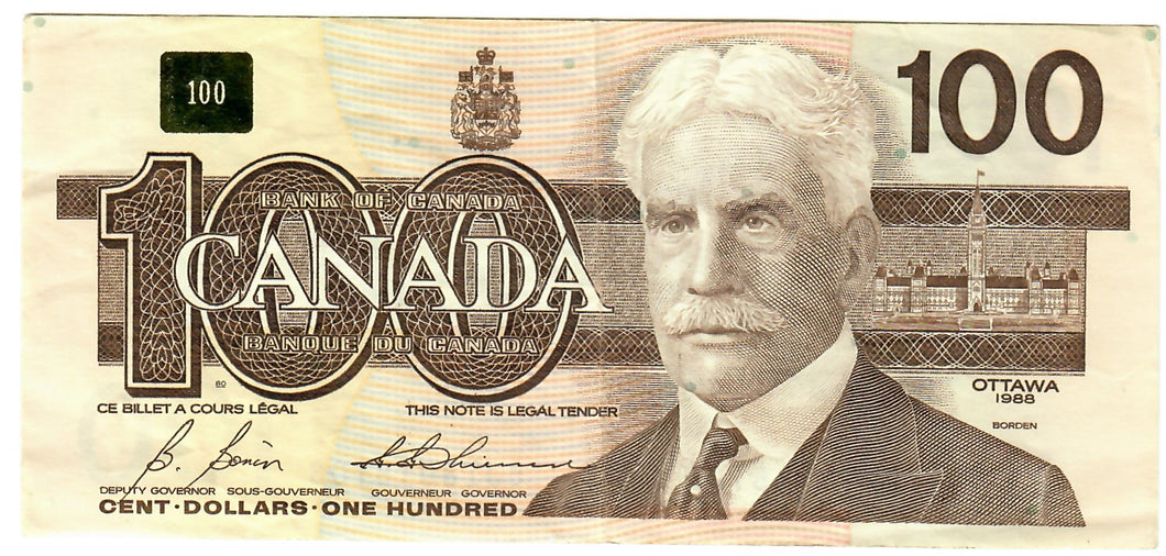 Canada 100 Dollars 1988 VF 