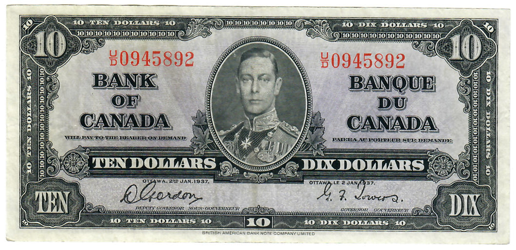 Canada 10 Dollars 1937 EF 