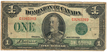 Load image into Gallery viewer, Dominion of Canada 1 Dollar 1923 VG McCavour-Saunders GREEN Seal
