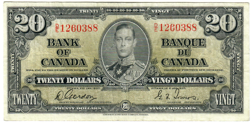 Canada 20 Dollars 1937 VF 