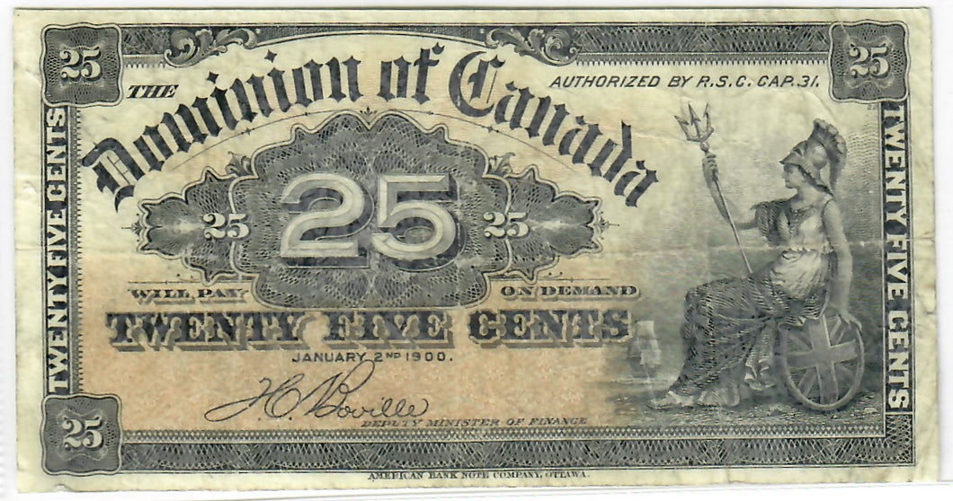 Dominion of Canada 25 Cents 1900 F Boville